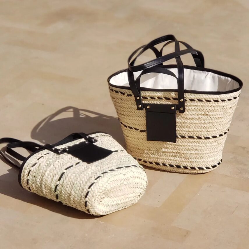 Black french market baskets for women