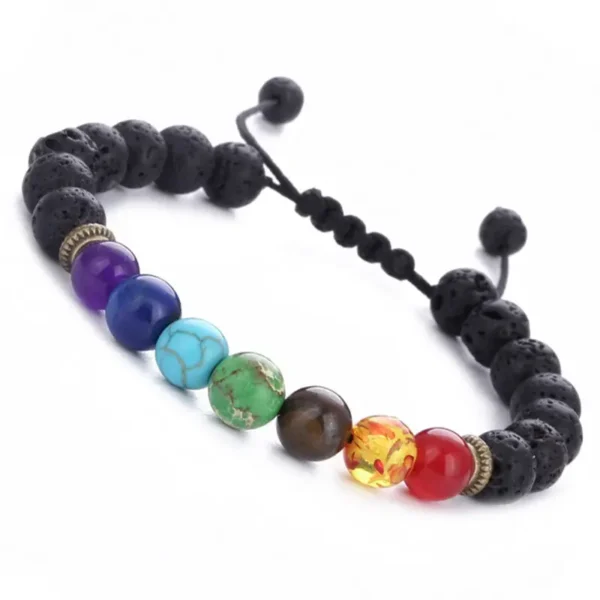 Pulseras de Roca de Lava 7 Chakras